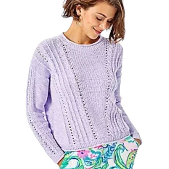 Lilly Pulitzer Maxcy Sweater Verbena Marl Size XS Lilac Purple - Picture 1 of 8